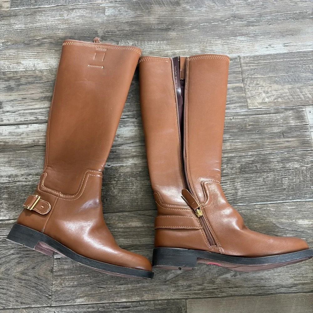 Franco Sarto Merina Knee High Boots Women's Size 6 Brown Stretch‎ Riding